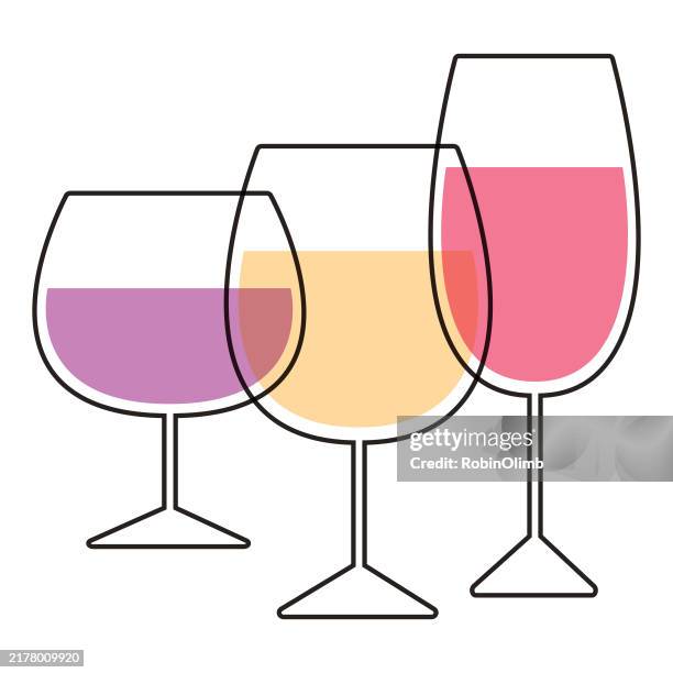 outline glasses of wine - wineglass stock illustrations