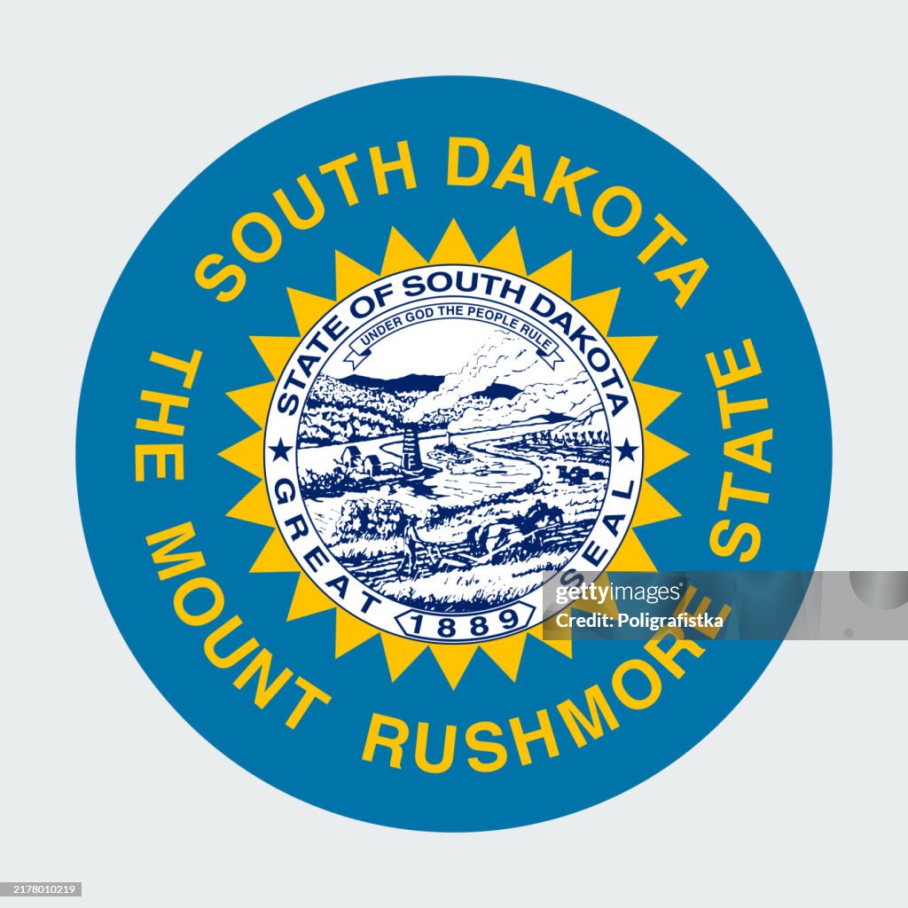 South Dakota State Flag, vector circle icon