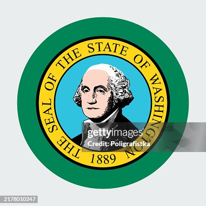 Washington State Flag, vector circle icon Washington State Flag, vector circle icon