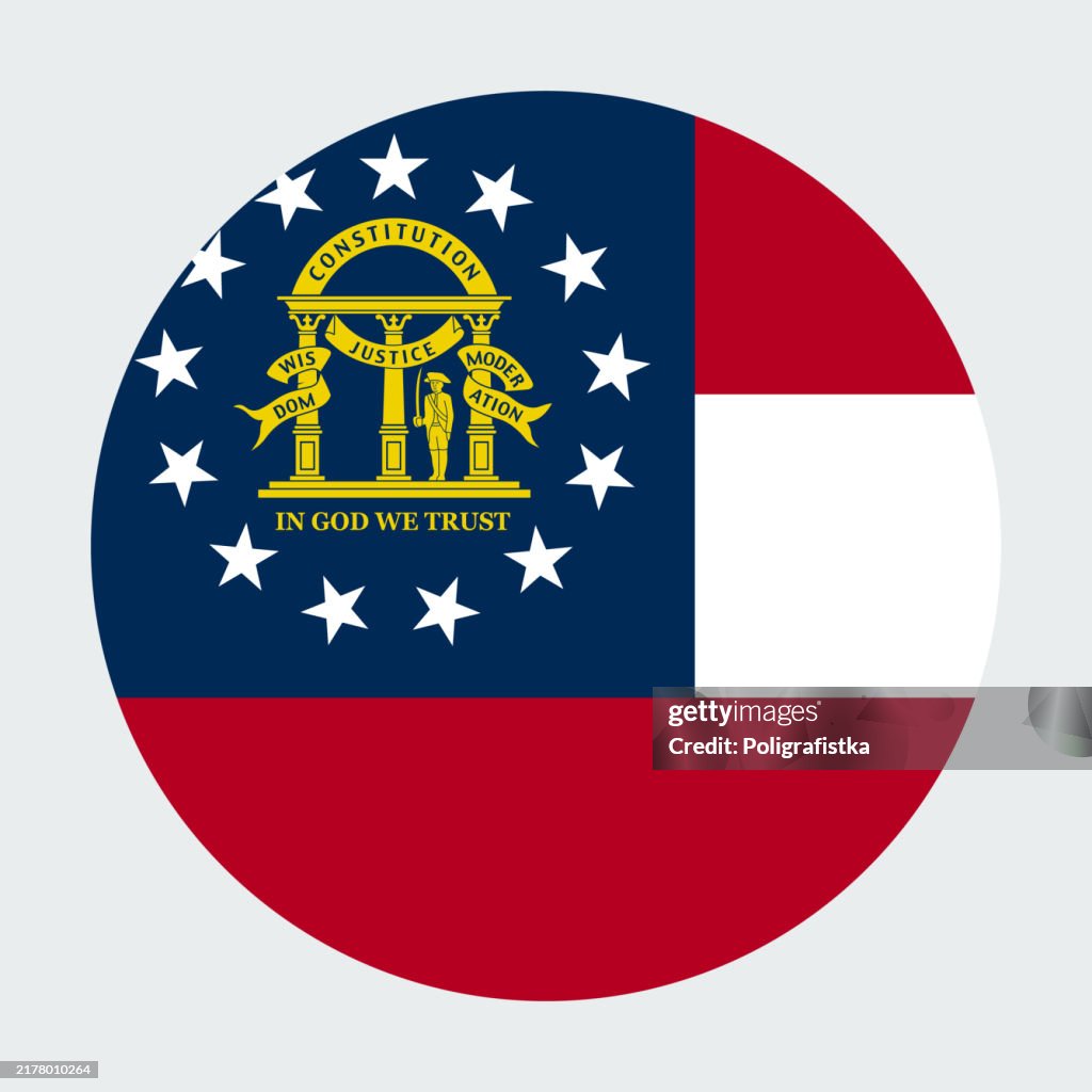 Georgia State Flag, vector circle icon