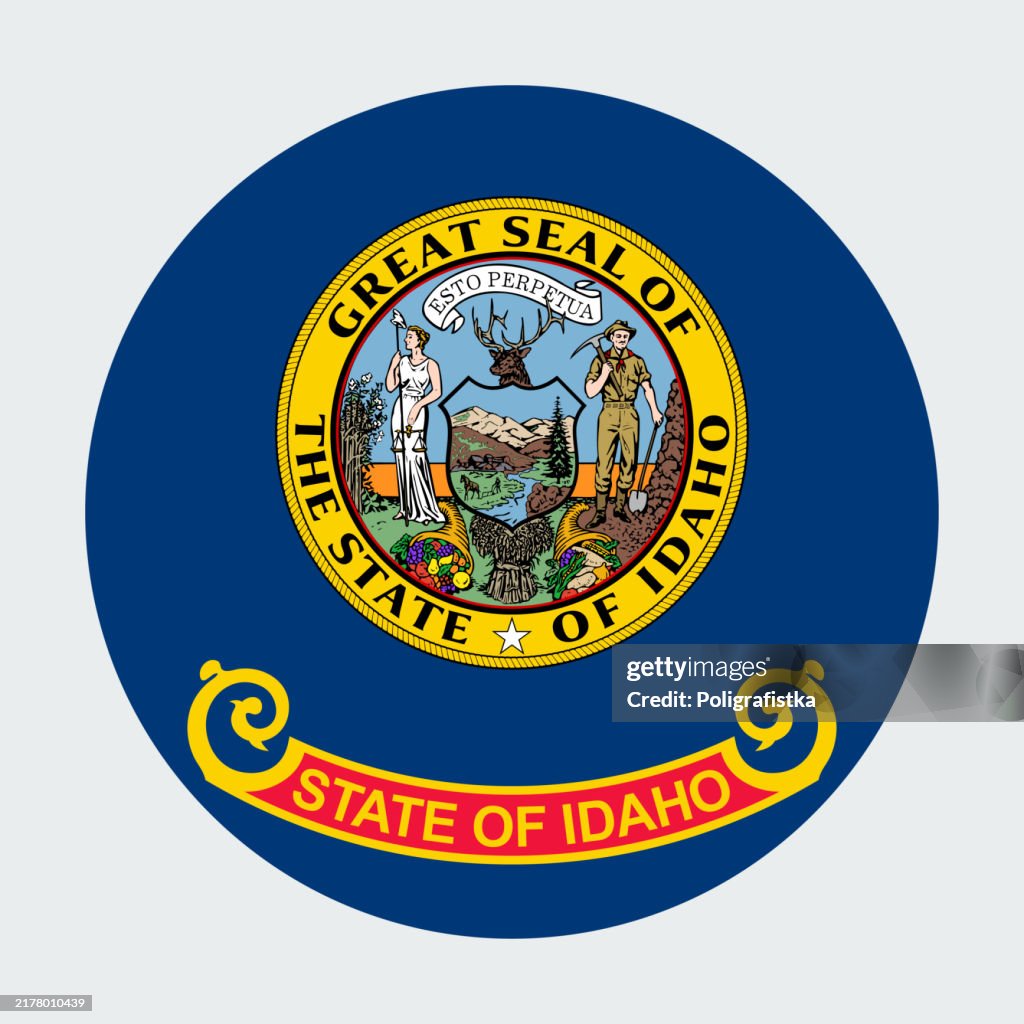 Idaho State Flag, vector circle icon