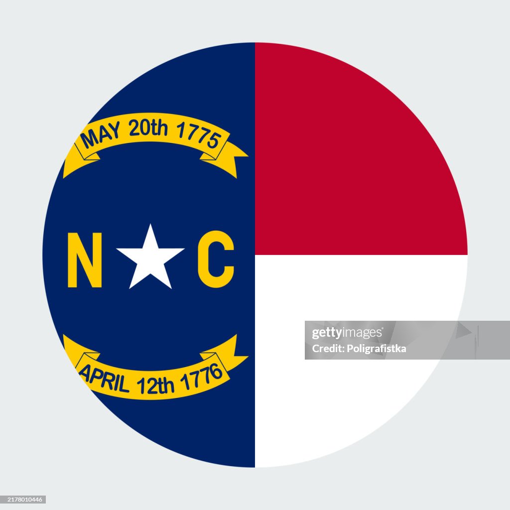North Carolina State Flag, vector circle icon
