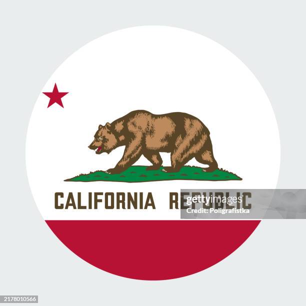 ilustraciones, imágenes clip art, dibujos animados e iconos de stock de bandera del estado de california, icono de círculo vectorial - california