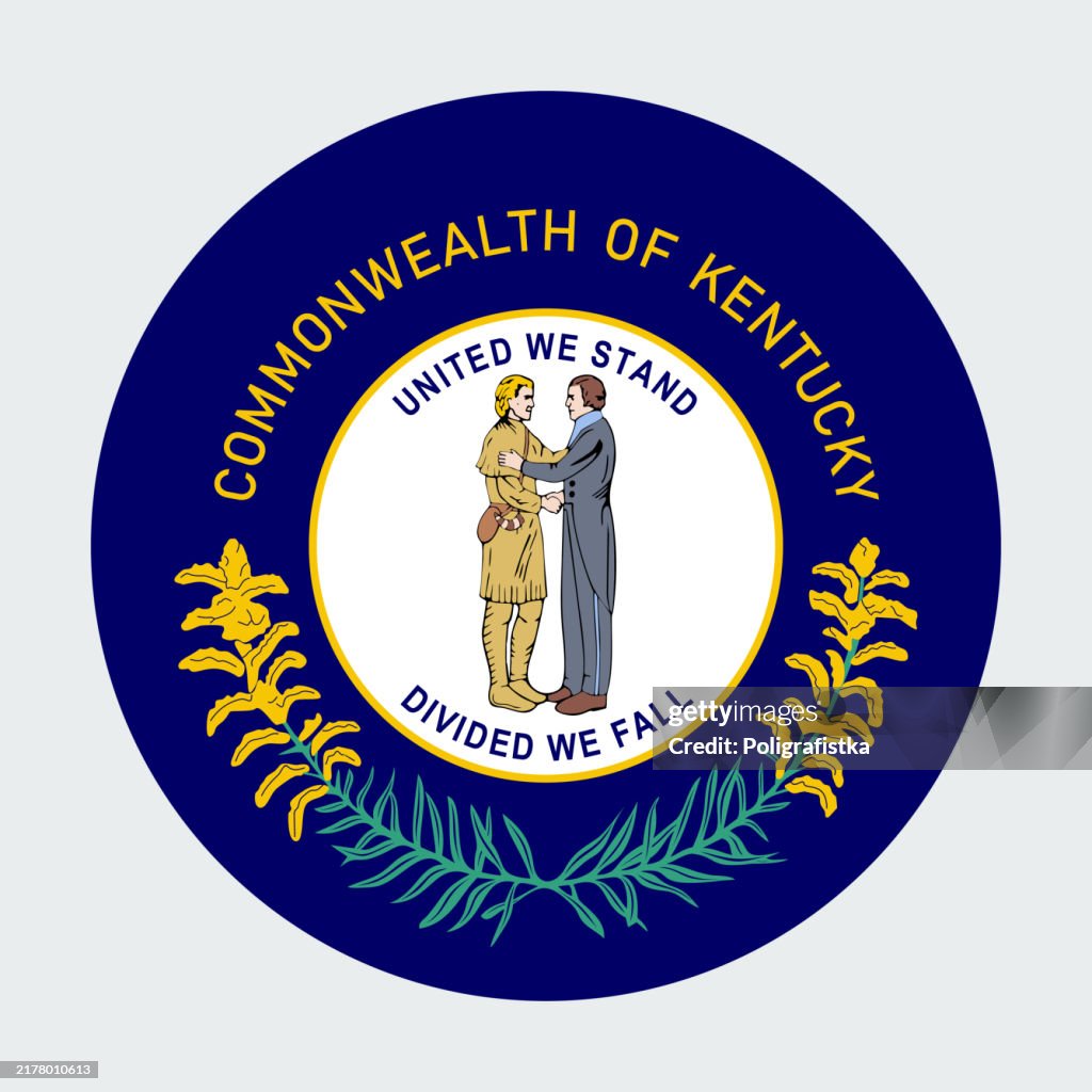 Kentucky State Flag, vector circle icon