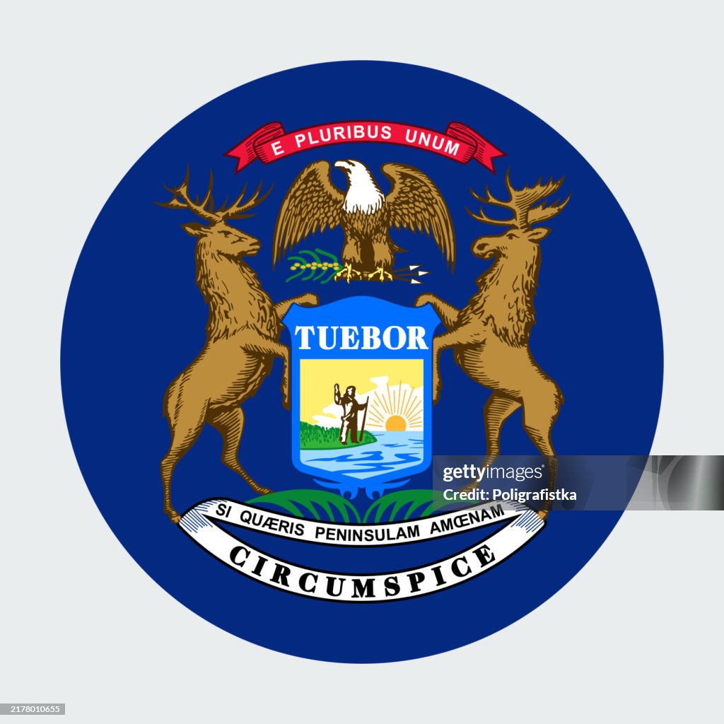 Michigan State Flagge, Vektor-Kreis-Symbol