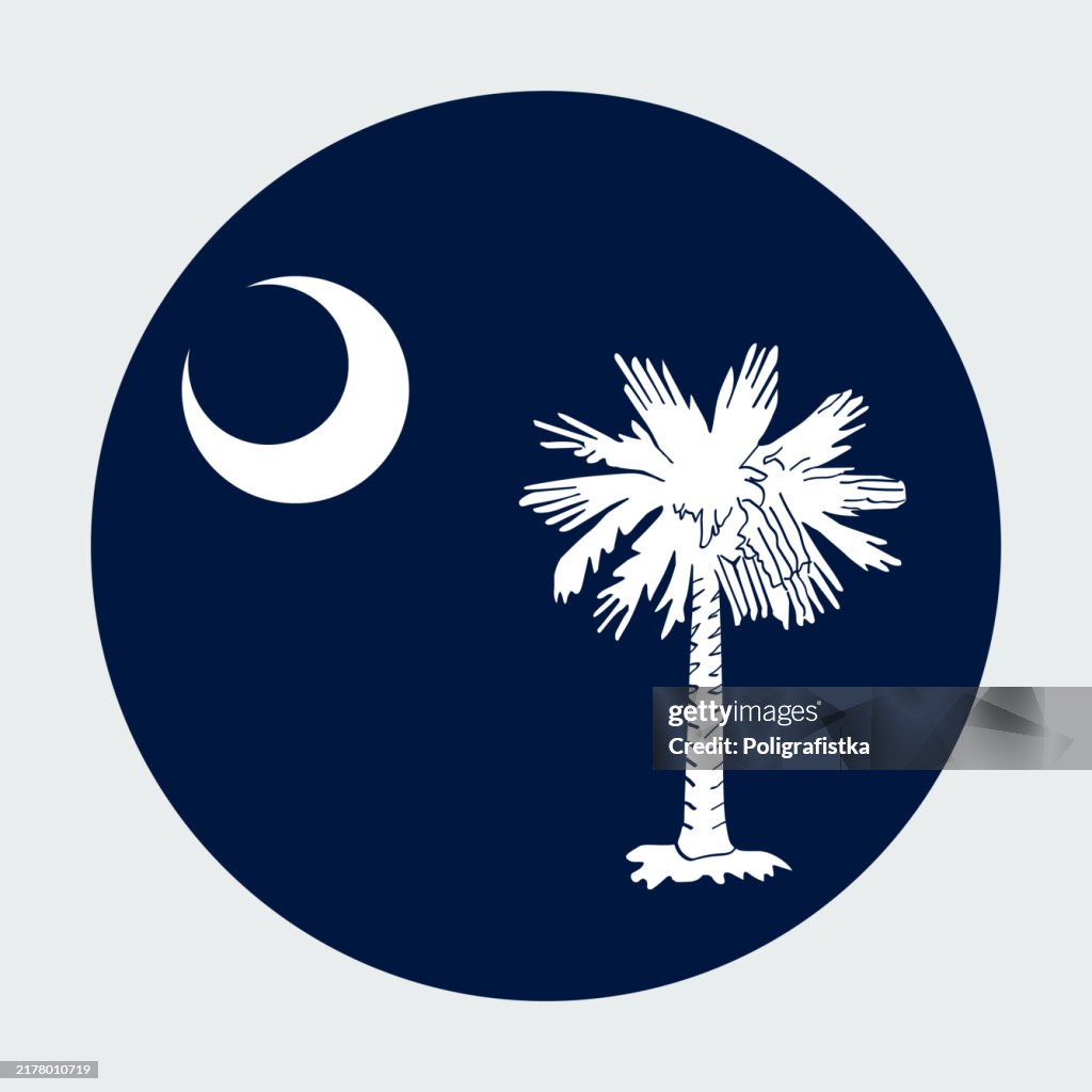 South Carolina State Flag, vector circle icon