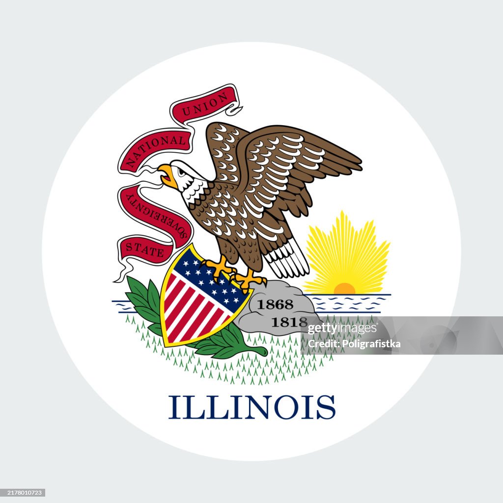 Bandera del estado de Illinois, icono de círculo vectorial