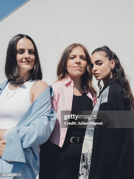 Film Director Noemie Merlant and cast Sanda Codreanu and Souheila Yacoub of the film "Les Femmes Au Balcon" poses for a portrait shoot at the 77th...