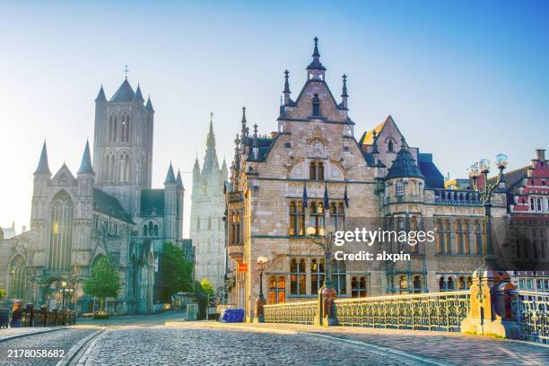 st michael's bridge in ghent, belgium - belgian culture stock pictures, royalty-free photos & images