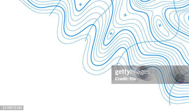 stockillustraties, clipart, cartoons en iconen met topographic map lines abstract background - topografische kaart