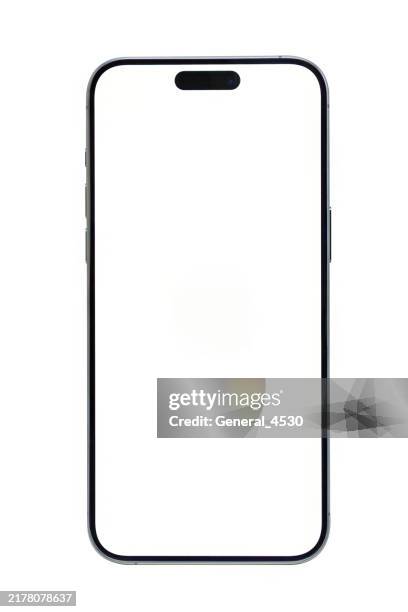 mobile phone isolated mockup with white screen isolated on white background. - model gefabriceerd object stockfoto's en -beelden