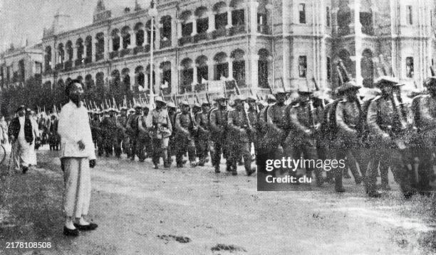german soldiers in shanghai - climate march stock illustrations