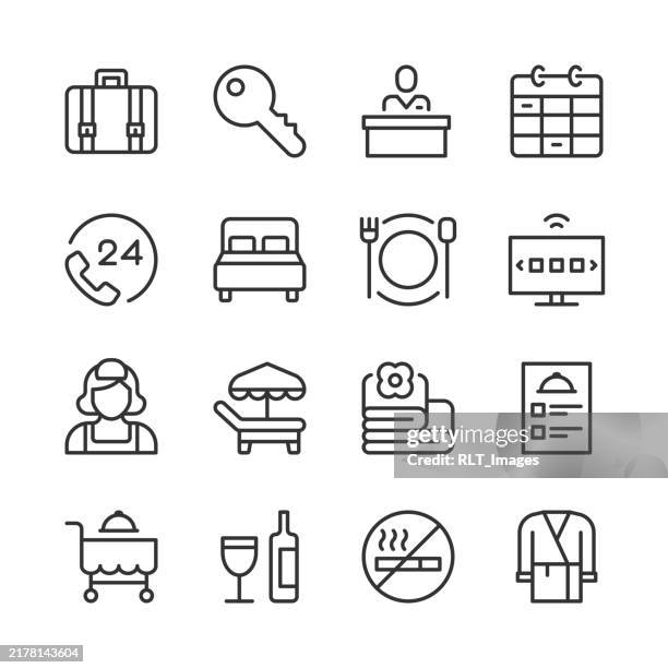 hotel icons — monoline series - hotel key stock illustrations