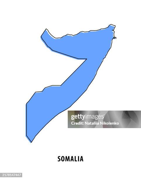 somalia - blue sketch map. stylized simple outline map, icon. - somalia stock illustrations