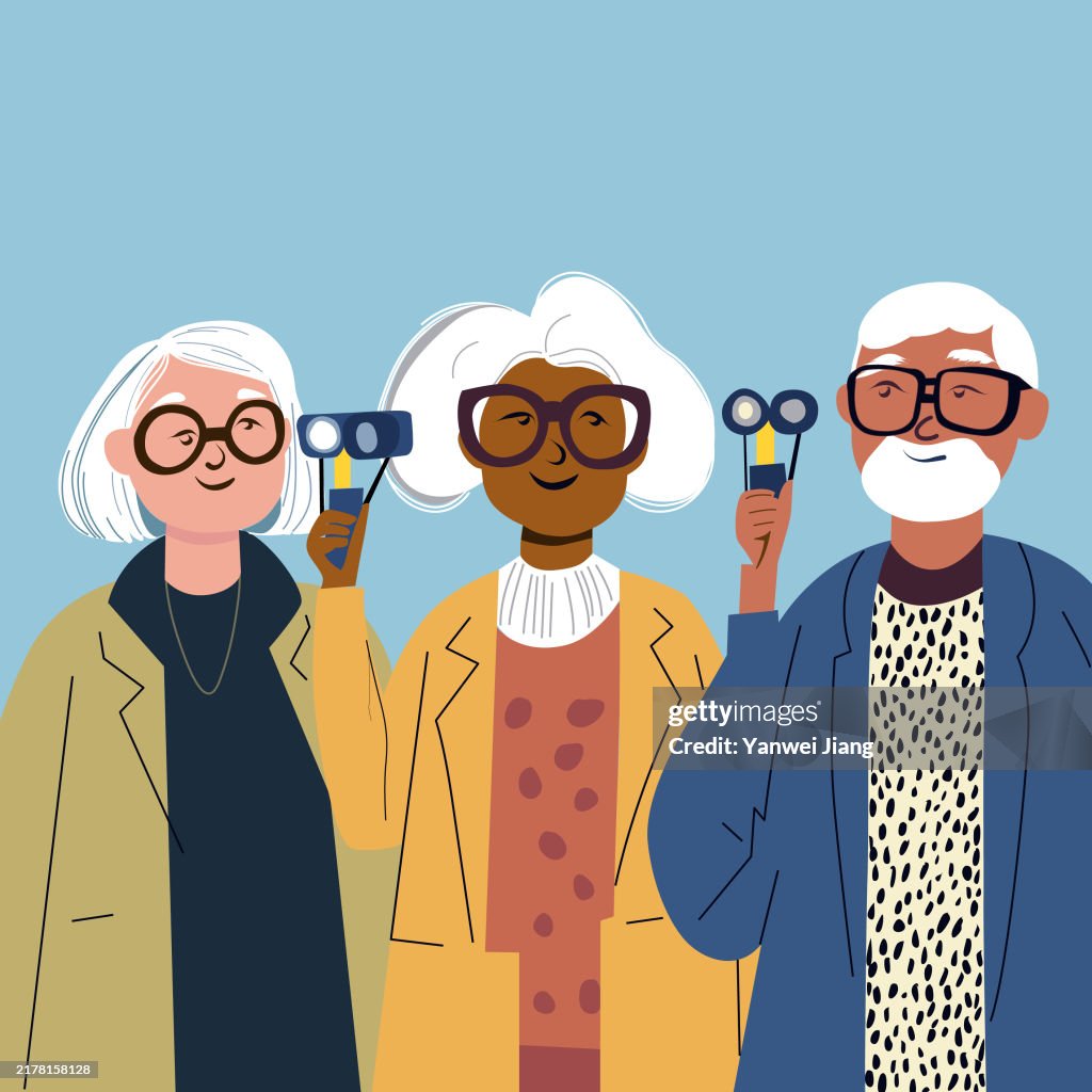 Gli anziani della diversità stanno facendo esami della vista.