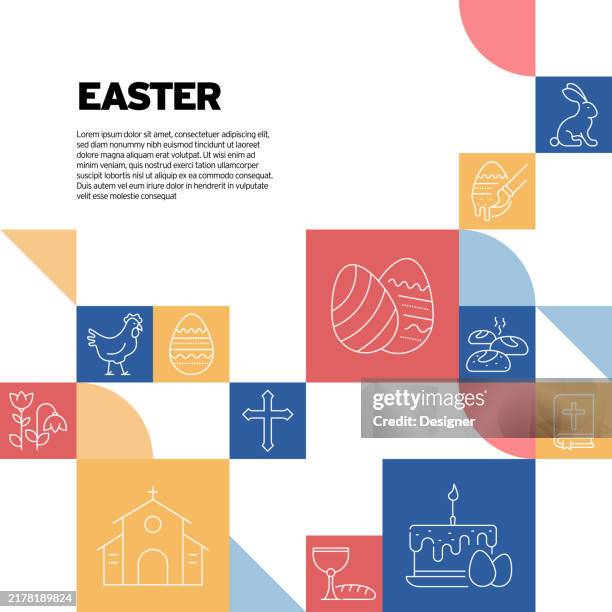 easter related vector illustration. springtime, easter egg, decoration, holiday, event, easter bunny. - easter dessert stock illustrations