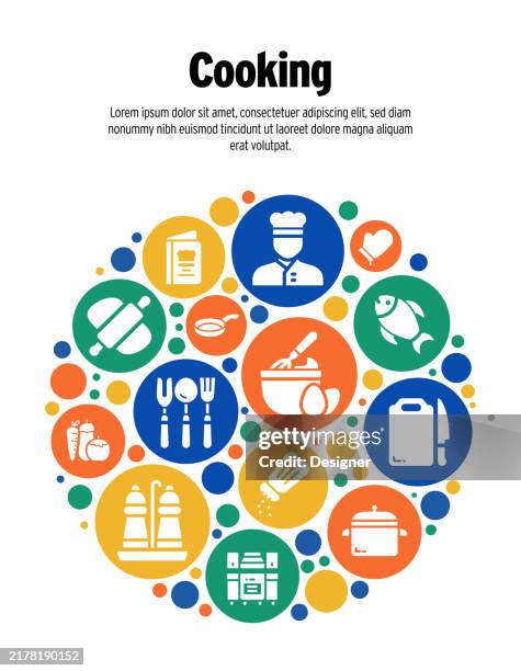 cooking related vector illustration. receipt, kitchen, food, preparation, chef, culinary - appliance stock illustrations