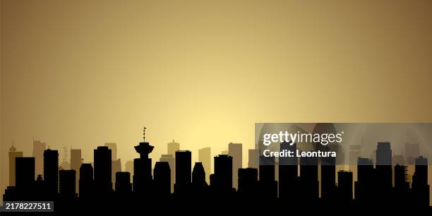 vancouver skyline silhouette (all buildings are moveable and complete) - vancouver skyline stock illustrations