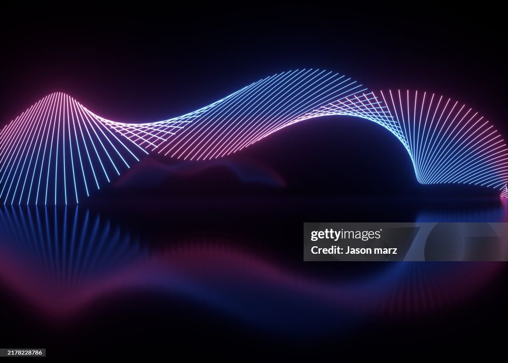 Red and blue curved LED background