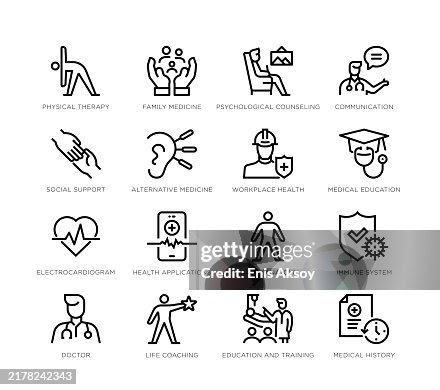 Saúde e medicina: ícones de atendimento ao paciente e bem-estar Saúde e medicina: ícones de atendimento ao paciente e bem-estar