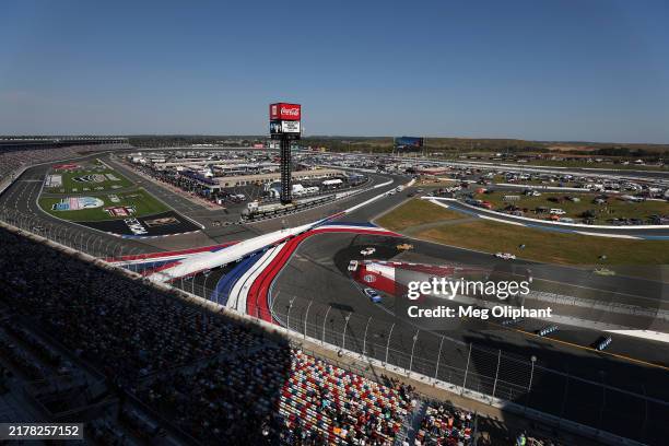 General view of racing during the NASCAR Cup Series Bank of America ROVAL 400 at Charlotte Motor Speedway on October 13, 2024 in Concord, North...