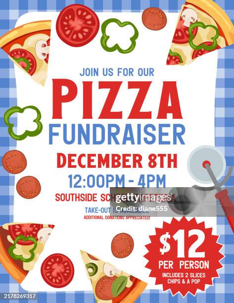pizza_fundraiser_a - pepperoni background stock illustrations