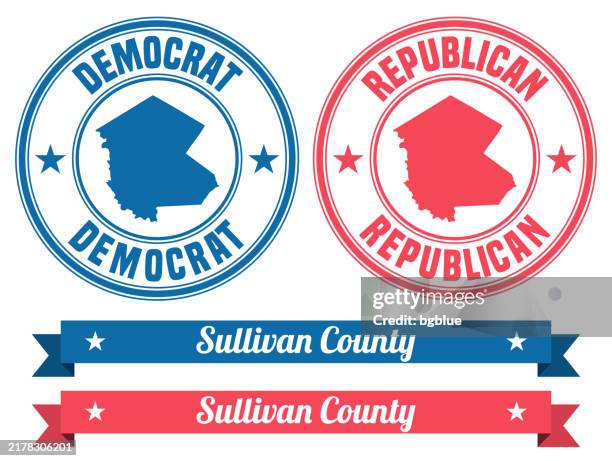 sullivan county, new york. map on rubber stamp with banner - monticello new york stock illustrations