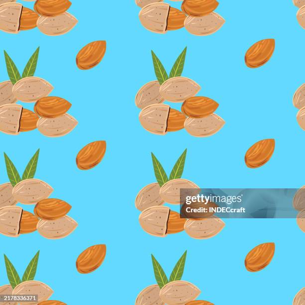almond seamless pattern - sliced almonds stock illustrations