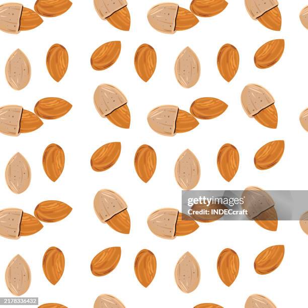almond seamless pattern - sliced almonds stock illustrations