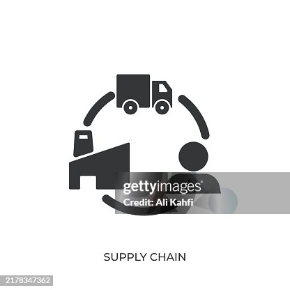 Supply Chain glyph solid icon. Solid icon that can be applied anywhere, simple, pixel perfect and modern style Supply Chain glyph solid icon. Solid icon that can be applied anywhere, simple, pixel perfect and modern style