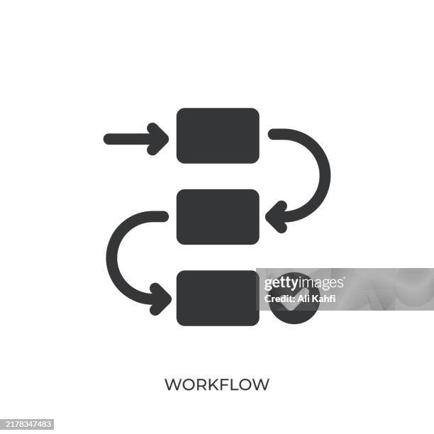 workflow glyph solid icon. solid icon that can be applied anywhere, simple, pixel perfect and modern style - process improvement stock illustrations