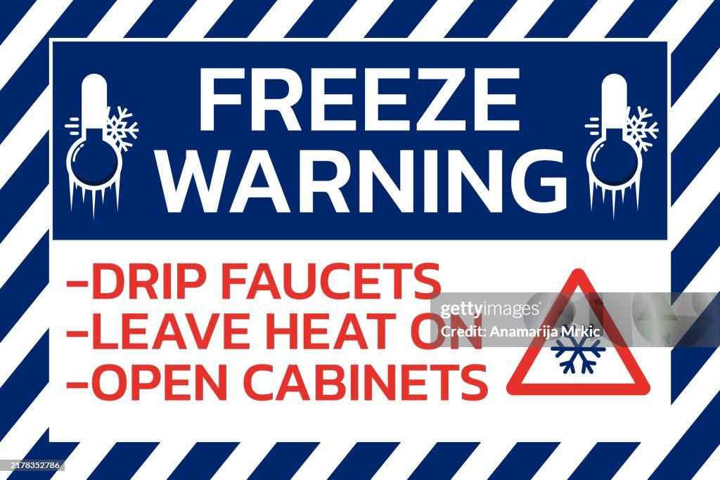 Freeze Warning Sign With Instructions Vector Illustration With Text ...