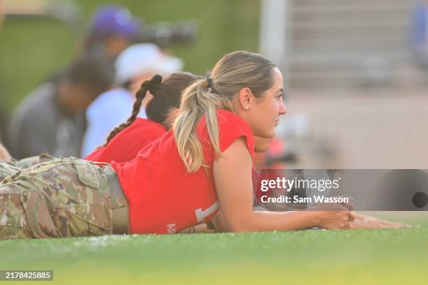 Members of the New Mexico Air Force Junior ROTC watch the action during the first half of a game between the Air Force Falcons and the New Mexico...