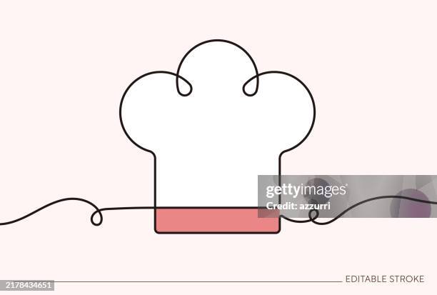 stockillustraties, clipart, cartoons en iconen met chef hat continuous line art illustration - koksmuts