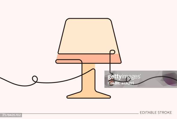 lampshade continuous line art illustration - loft interior design stock illustrations