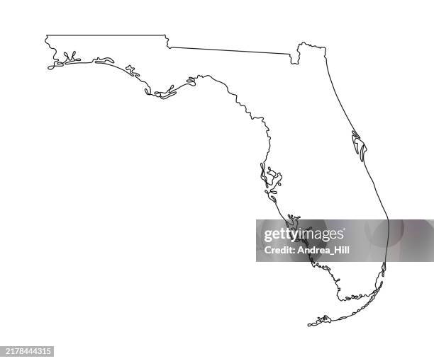continuous line drawing of florida with an editable stroke - florida keys stock illustrations