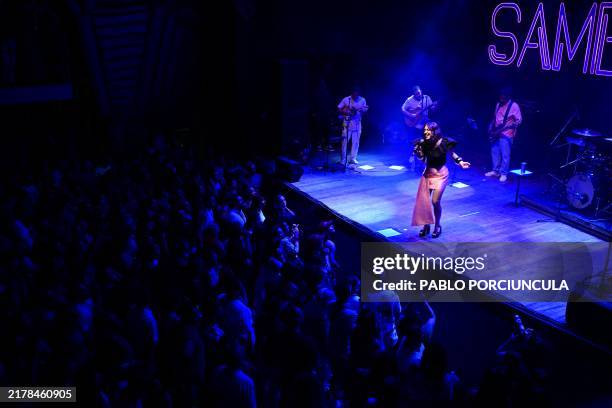 Brazilian singer Roberta Sa performs at Circo Voador in Río de Janeiro, Brazil, on October 18, 2024.