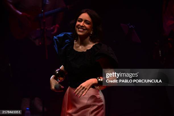 Brazilian singer Roberta Sa performs at Circo Voador in Río de Janeiro, Brazil, on October 18, 2024.