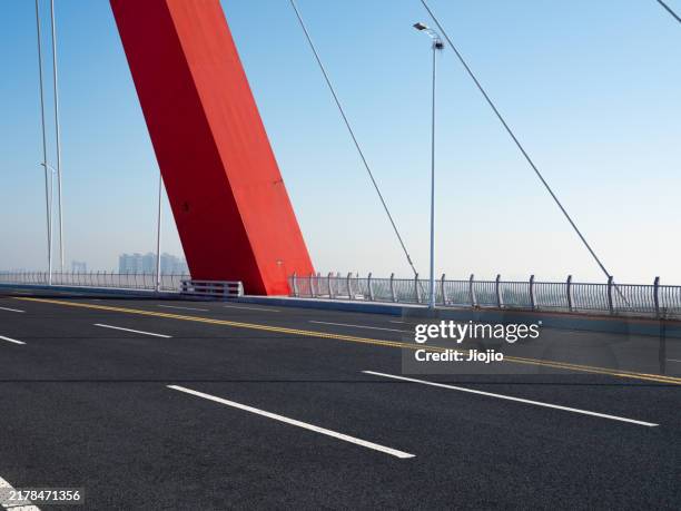 red bridge structure - beam bridge stock pictures, royalty-free photos & images