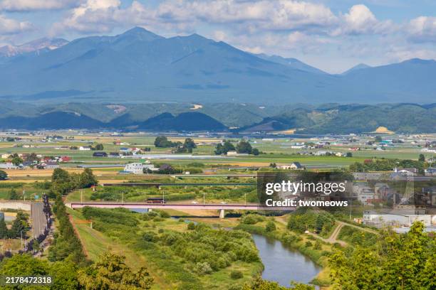 landscape of furano town. - non urban scene stock pictures, royalty-free photos & images