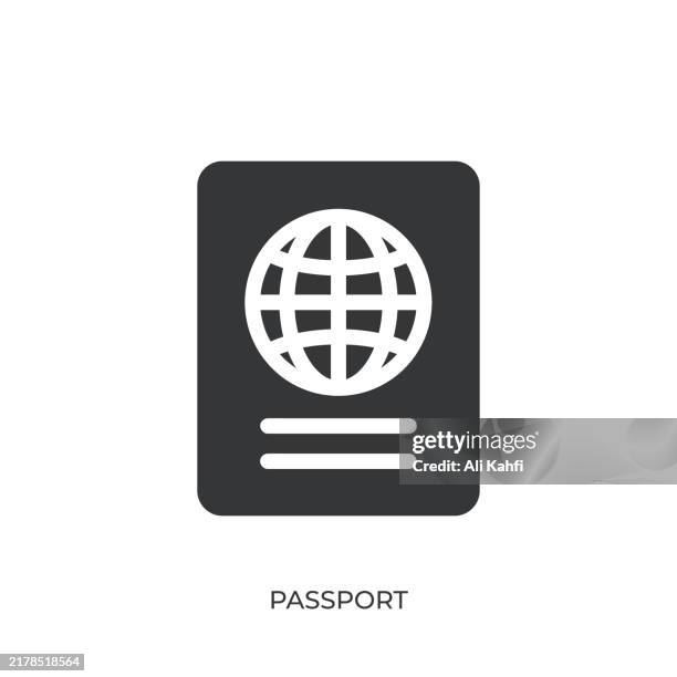 passport glyph solid icon. solid icon that can be applied anywhere, simple, pixel perfect and modern style - visa application stock illustrations