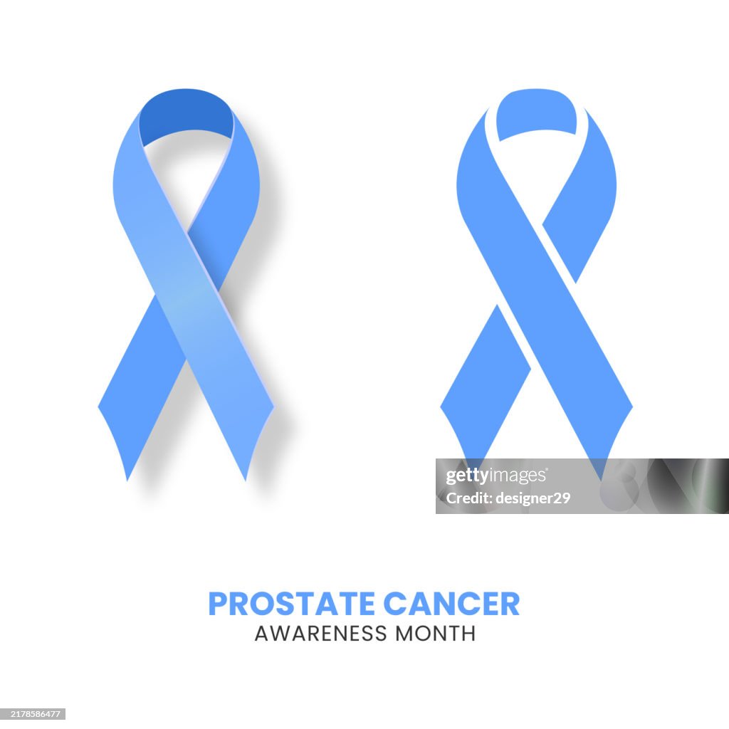 Prostate cancer awareness month blue ribbon vector design