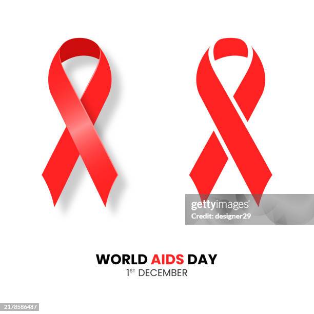 world aids day awareness ribbon vector design - hiv stock illustrations