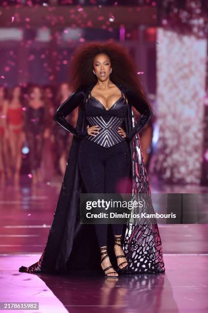 Tyra Banks walks the runway for the Victoria's Secret Fashion Show 2024 on October 15, 2024 in New York City.