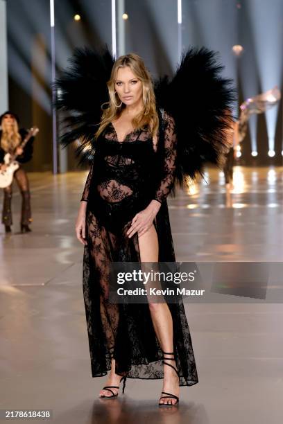 Kate Moss walks the runway for the Victoria's Secret Fashion Show 2024 on October 15, 2024 in New York City.