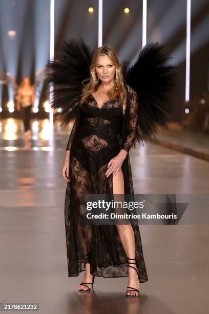 Kate Moss walks the runway for the Victoria's Secret Fashion Show 2024 on October 15, 2024 in New York City.