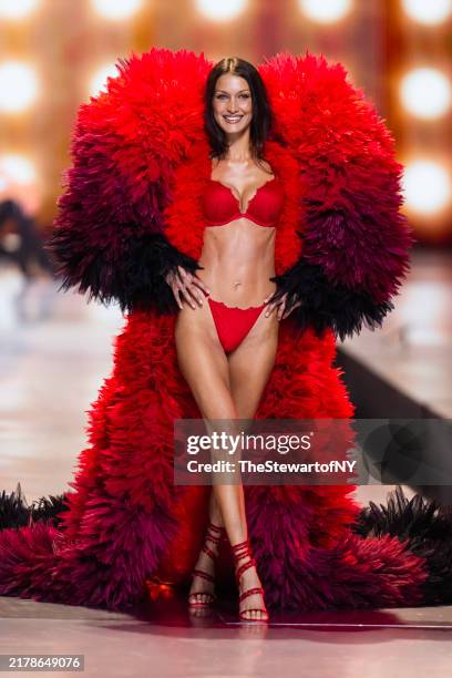 Bella Hadid walks the runway during the Victoria's Secret Fashion Show 2024 at Duggal Greenhouse on October 15, 2024 in Brooklyn, New York.