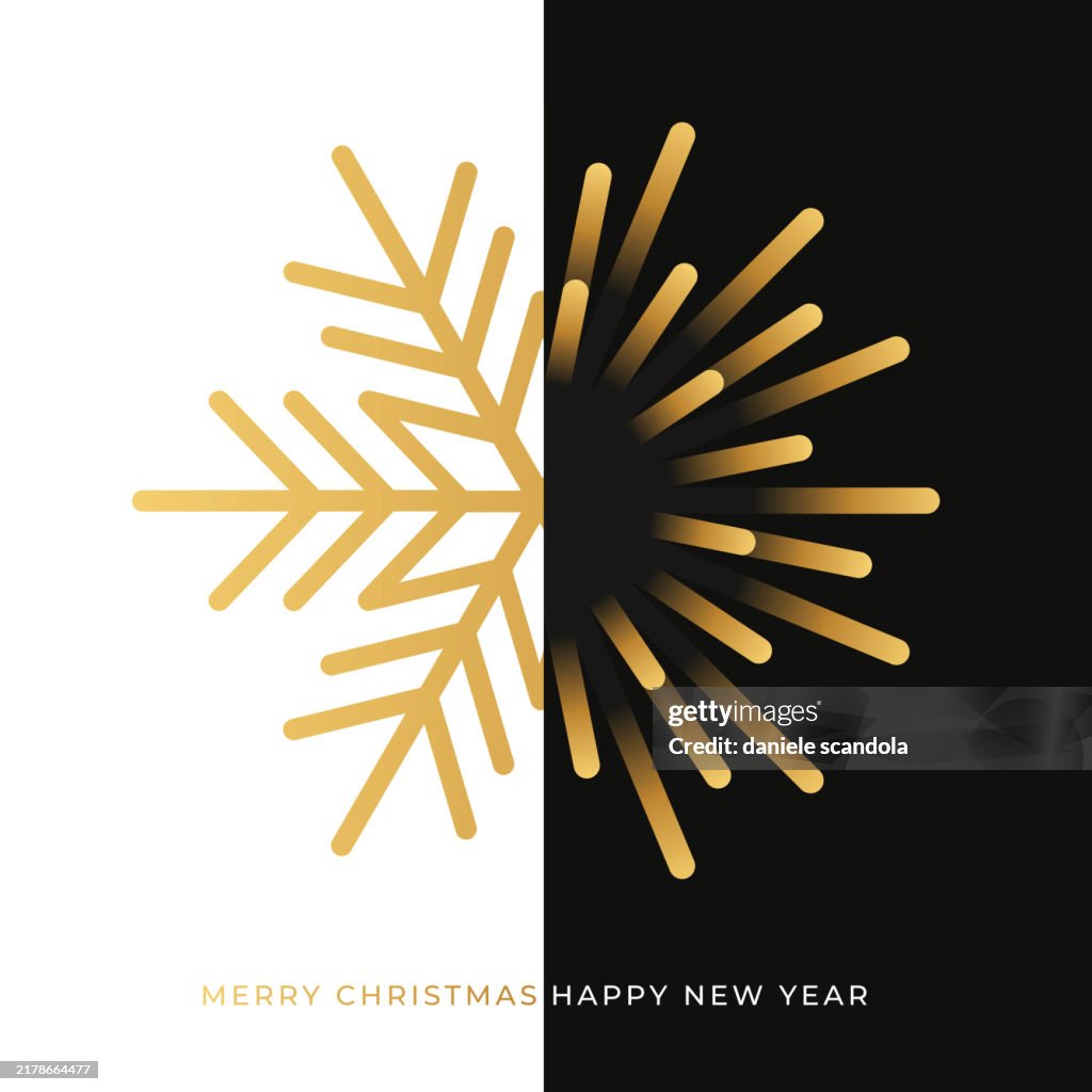 Merry Christmas and Happy New Year Background with Snowflake and Fireworks.