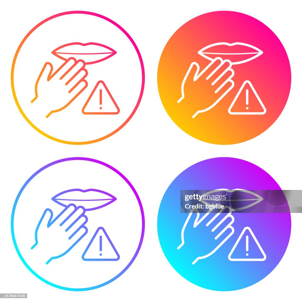 Do not touch mouth. Round icons with color gradients