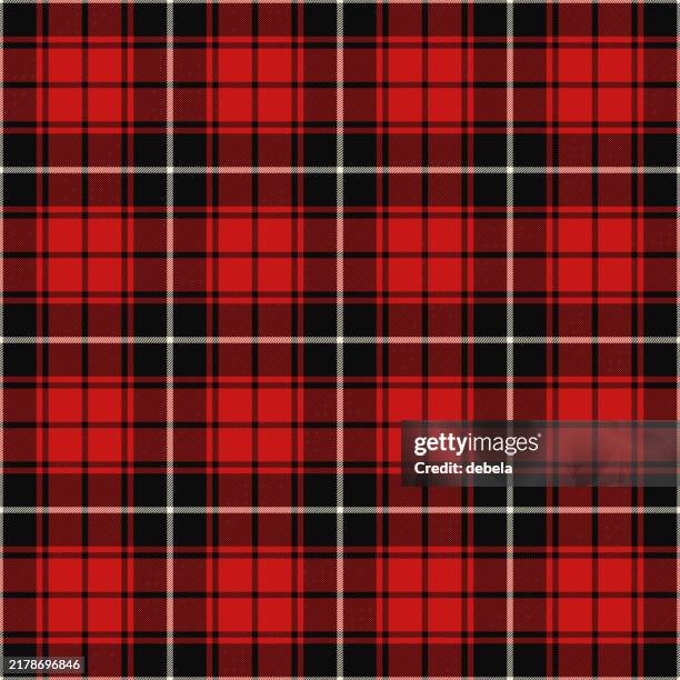 rotes schottisches tartan karomuster stoffmuster muster - schottenkaro stock-grafiken, -clipart, -cartoons und -symbole